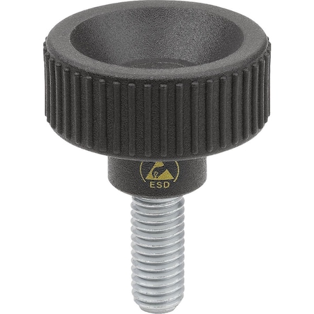 Thumb Screw, M5 Thread Size, Plain Polyamide Thermoplastic, Steel, 15 Mm Head Ht, 15 Mm Lg